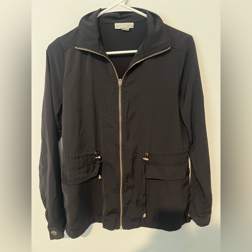 Dana Buchman Black Windbreaker with Classic Design